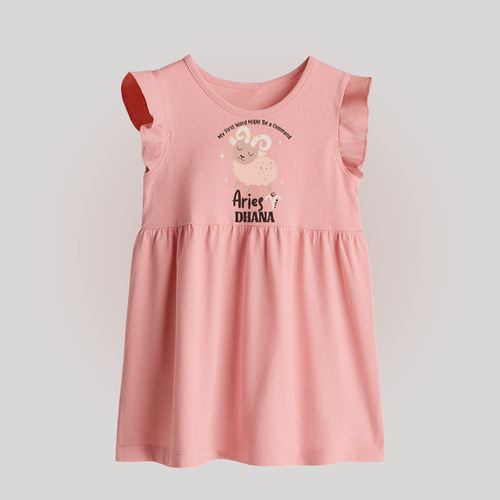 My First World Might Be a Command Aries Baby Frock | Personalized Aries Baby Frock for Your Little Leader