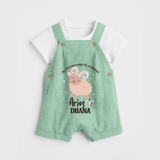 My First World Might Be a Command Aries Dungaree Set | Personalized Aries Dungaree Set for Your Little Leader - MINT GREEN - 0 - 5 Months Old (Chest 18")
