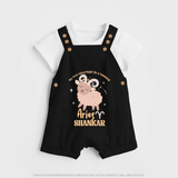 My First World Might Be a Command Aries Dungaree Set | Personalized Aries Dungaree Set for Your Little Leader - BLACK - 0 - 5 Months Old (Chest 18")