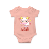 Aries Baby Romper / Onesie | Custom Romper / Onesie for Aries Babies - PEACH - New Born (Chest 14")