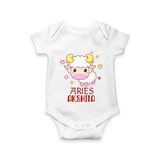 Aries Baby Romper / Onesie | Custom Romper / Onesie for Aries Babies - WHITE - New Born (Chest 14")
