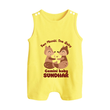Two Moods, One Baby Gemini Romper Suit / Sleeveless Romper | Custom Gemini Baby Romper Suit / Sleeveless Romper for Your Little Dual Personality - PASTEL YELLOW - 0 - 5 Months Old (Chest 18")