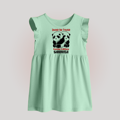 Double The Trouble Gemini Edition Baby Frock | Personalized Gemini Baby Frock for Your Little Trouble Maker