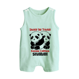 Double The Trouble Gemini Edition Romper Suit / Sleeveless Romper | Personalized Gemini Romper Suit / Sleeveless Romper for Your Little Trouble Maker - MINT GREEN - 0 - 5 Months Old (Chest 18")