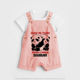 Double The Trouble Gemini Edition Dungaree Set | Personalized Gemini Dungaree Set for Your Little Trouble Maker - PEACH - 0 - 5 Months Old (Chest 18")