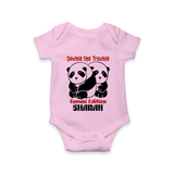 Double The Trouble Gemini Edition Romper / Onesie | Personalized Gemini Romper / Onesie for Your Little Trouble Maker - BABY PINK - New Born (Chest 14")