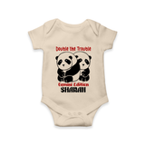 Double The Trouble Gemini Edition Romper / Onesie | Personalized Gemini Romper / Onesie for Your Little Trouble Maker - IVORY - New Born (Chest 14")