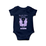 Born With A Built-In Chat Mode Gemini Romper / Onesie | Custom Gemini Romper / Onesie for Your Little Talker - NAVY BLUE - New Born (Chest 14")