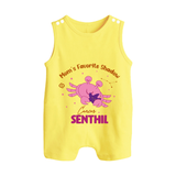 Mom's Favorite Shadow Cancer Romper Suit / Sleeveless Romper | Personalized Cancer Baby Romper Suit / Sleeveless Romper for Your Little Shadow - PASTEL YELLOW - 0 - 5 Months Old (Chest 18")