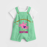 Mom's Favorite Shadow Cancer Dungaree Set | Personalized Cancer Baby Dungaree Set for Your Little Shadow - GREEN - 0 - 5 Months Old (Chest 18")