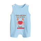 Made With Extra Love And Tears Cancer Romper Suit / Sleeveless Romper | Custom Cancer Romper Suit / Sleeveless Romper for Your Little One - BABY BLUE - 0 - 5 Months Old (Chest 18")