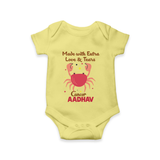 Made With Extra Love And Tears Cancer Romper / Onesie | Custom Cancer Romper / Onesie for Your Little One - PASTEL YELLOW - New Born (Chest 14")