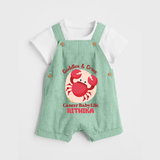 Cuddles And Cries Cancer Baby Life Dungaree Set | Personalized Cancer Dungaree Set for Your Cuddly Baby - MINT GREEN - 0 - 5 Months Old (Chest 18")