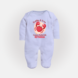 Cuddles And Cries Cancer Baby Life Sleepsuit / Full Sleeve Bodysuit | Personalized Cancer Sleepsuit / Full Sleeve Bodysuit for Your Cuddly Baby - BABY BLUE - New Born (Chest 7.5")