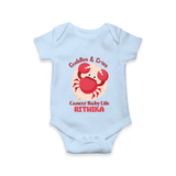 Cuddles And Cries Cancer Baby Life Romper / Onesie | Personalized Cancer Romper / Onesie for Your Cuddly Baby - BABY BLUE - New Born (Chest 14")