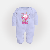 Cancer Baby Sleepsuit / Full Sleeve Bodysuit | Custom Sleepsuit / Full Sleeve Bodysuit for Your Little Cancer Baby - BABY BLUE - New Born (Chest 7.5")