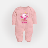 Cancer Baby Sleepsuit / Full Sleeve Bodysuit | Custom Sleepsuit / Full Sleeve Bodysuit for Your Little Cancer Baby - BABY PINK - New Born (Chest 7.5")