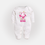 Cancer Baby Sleepsuit / Full Sleeve Bodysuit | Custom Sleepsuit / Full Sleeve Bodysuit for Your Little Cancer Baby - WHITE - New Born (Chest 7.5")