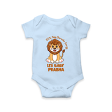 100% Main Character Energy Leo Baby Romper / Onesie | Personalized Leo Romper / Onesie for Your Little Star - BABY BLUE - New Born (Chest 14")