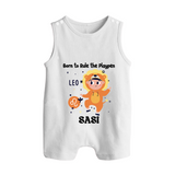 Born To Rule The PlayPen Leo Romper Suit / Sleeveless Romper | Personalized Leo Romper Suit / Sleeveless Romper for Your Little Ruler - WHITE - 0 - 5 Months Old (Chest 18")