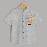 Born To Rule The PlayPen Leo Shirt | Personalized Leo Shirt for Your Little Ruler - GREY - 0 - 6 Months Old (Chest 23")