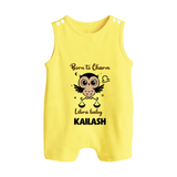 Born To Charm Libra Baby Romper Suit / Sleeveless Romper | Custom Libra Romper Suit / Sleeveless Romper for Your Charming Baby - PASTEL YELLOW - 0 - 5 Months Old (Chest 18")