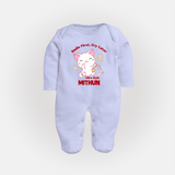 Smile First, Cry Later Libra Style Sleepsuit / Full Sleeve Bodysuit | Personalized Libra Sleepsuit / Full Sleeve Bodysuit for Your Little Smiler - BABY BLUE - New Born (Chest 7.5")