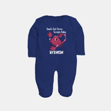 Small But Fierce Scorpio Baby Sleepsuit / Full Sleeve Bodysuit | Personalized Scorpio Sleepsuit / Full Sleeve Bodysuit for Your Fierce Baby - NAVY BLUE - New Born (Chest 7.5")