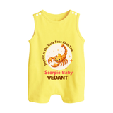 DonÕt Let The Cute Face Fool You Scorpio Baby Romper Suit / Sleeveless Romper | Custom Scorpio Romper Suit / Sleeveless Romper for Your Little Mischief - PASTEL YELLOW - 0 - 5 Months Old (Chest 18")