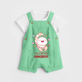 Scorpio Baby Dungaree Set | Personalized Dungaree Set for Your Scorpio Baby - GREEN - 0 - 5 Months Old (Chest 18")