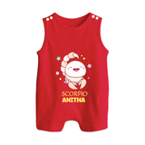 Scorpio Baby Romper Suit / Sleeveless Romper | Personalized Romper Suit / Sleeveless Romper for Your Scorpio Baby - RED - 0 - 5 Months Old (Chest 18")
