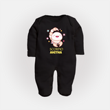 Scorpio Baby Sleepsuit / Full Sleeve Bodysuit | Personalized Sleepsuit / Full Sleeve Bodysuit for Your Scorpio Baby - BLACK - New Born (Chest 7.5")