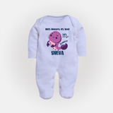 100% Mystery. 0% Sleep Scorpio Sleepsuit / Full Sleeve Bodysuit | Custom Scorpio Sleepsuit / Full Sleeve Bodysuit for Your Mysterious Baby - BABY BLUE - New Born (Chest 7.5")