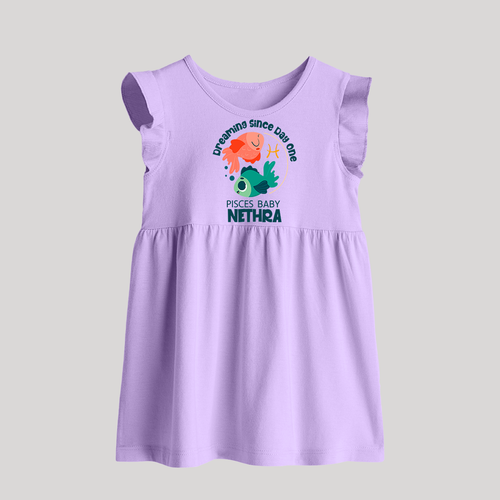 Dreaming Since Day One Pisces Baby Frock | Personalized Pisces Baby Frock for Your Dreamy Baby