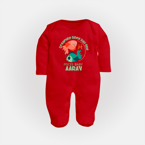 Dreaming Since Day One Pisces Baby Sleepsuit / Full Sleeve Bodysuit | Personalized Pisces Sleepsuit / Full Sleeve Bodysuit for Your Dreamy Baby