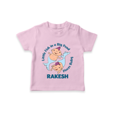 Little Fish In A Big Pond Pisces Baby T-Shirt | Personalized Pisces T-Shirt for Your Little Explorer - BABY PINK - 0-5 Months Old (Chest 17")
