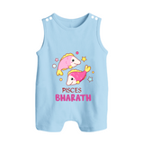 Pisces Baby Romper Suit / Sleeveless Romper | Custom Romper Suit / Sleeveless Romper for Your Pisces Baby - BABY BLUE - 0 - 5 Months Old (Chest 18")