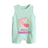 Pisces Baby Romper Suit / Sleeveless Romper | Custom Romper Suit / Sleeveless Romper for Your Pisces Baby - MINT GREEN - 0 - 5 Months Old (Chest 18")