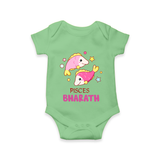 Pisces Baby Romper / Onesie | Custom Romper / Onesie for Your Pisces Baby - GREEN - New Born (Chest 14")