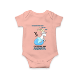 Crawling My Way To The Top Capricorn Baby Romper / Onesie | Custom Capricorn Romper / Onesie for Your Little Achiever - PEACH - New Born (Chest 14")
