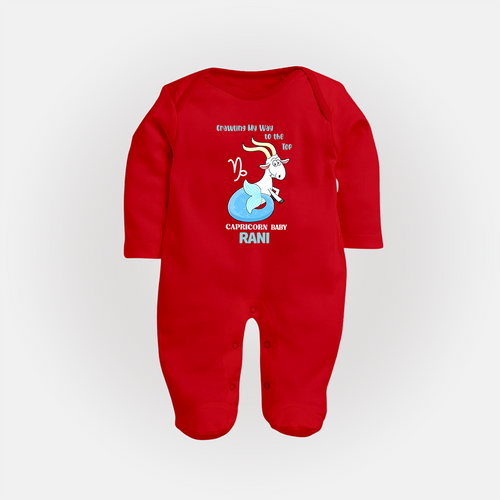 Crawling My Way To The Top Capricorn Baby Sleepsuit / Full Sleeve Bodysuit | Custom Capricorn Sleepsuit / Full Sleeve Bodysuit for Your Little Achiever