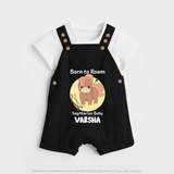 Born To Roam Sagittarius Baby Dungaree Set | Custom Sagittarius Dungaree Set for Your Adventurous Baby - BLACK - 0 - 5 Months Old (Chest 18")