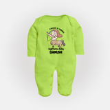 Explorer In Training Sagittarius Baby Sleepsuit / Full Sleeve Bodysuit | Personalized Sagittarius Sleepsuit / Full Sleeve Bodysuit for Your Little Explorer - LIME GREEN - New Born (Chest 7.5")