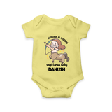 Explorer In Training Sagittarius Baby Romper / Onesie | Personalized Sagittarius Romper / Onesie for Your Little Explorer - PASTEL YELLOW - New Born (Chest 14")