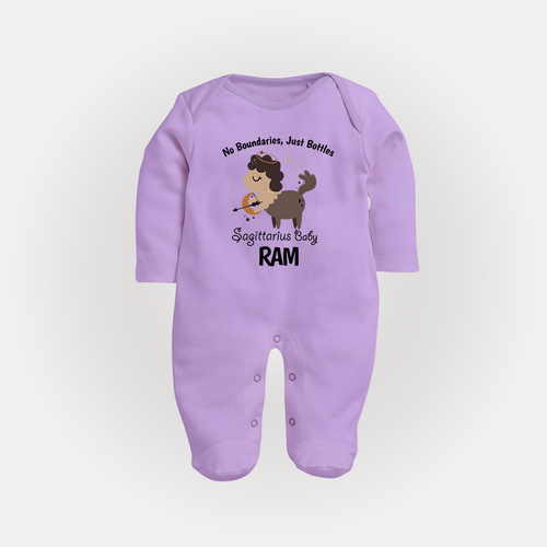 No Boundaries, Just Bottles Sagittarius Sleepsuit / Full Sleeve Bodysuit | Custom Sagittarius Sleepsuit / Full Sleeve Bodysuit for Your Free-Spirited Baby