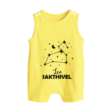 Leo Zodiac Constellation Button Romper - PASTEL YELLOW - New Born (Chest 18")
