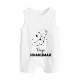Virgo Star Sign Constellation Button Romper - WHITE - New Born (Chest 18")