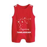 Aquarius Zodiac Constellation Button Romper - RED - New Born (Chest 18")