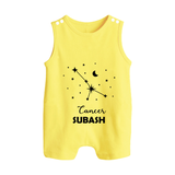 CancerStar Sign Constellation Button Romper - PASTEL YELLOW - New Born (Chest 18")
