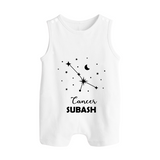 CancerStar Sign Constellation Button Romper - WHITE - New Born (Chest 18")